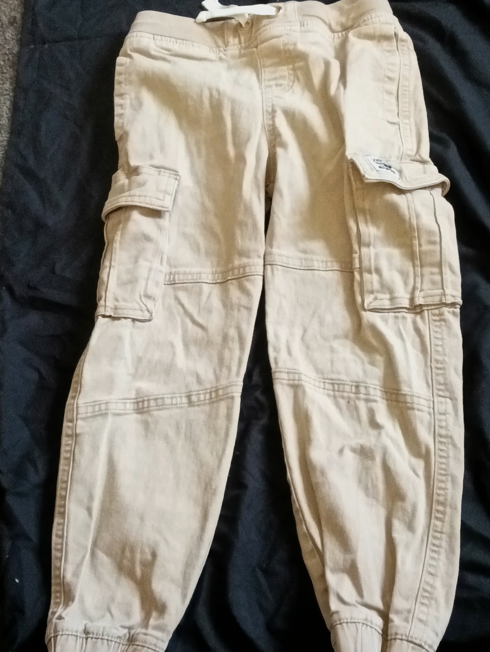Beige Cargo Jogger Pants with Utility Pockets